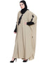 Islamic embellished patch contrast sleeve Kaftan Cream Women Online shopping USA